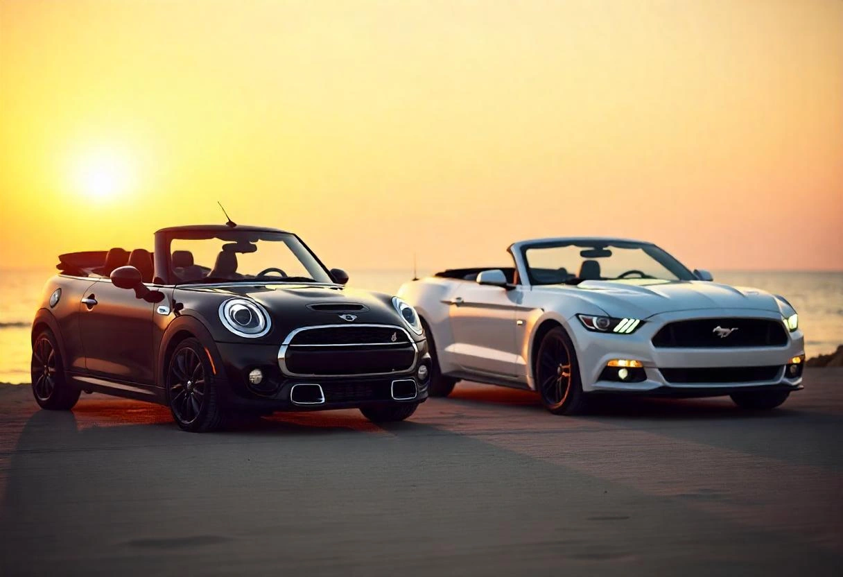 Best-Convertible-Car-for-Rent-Dubai-Mini-Cooper-vs-Mustang