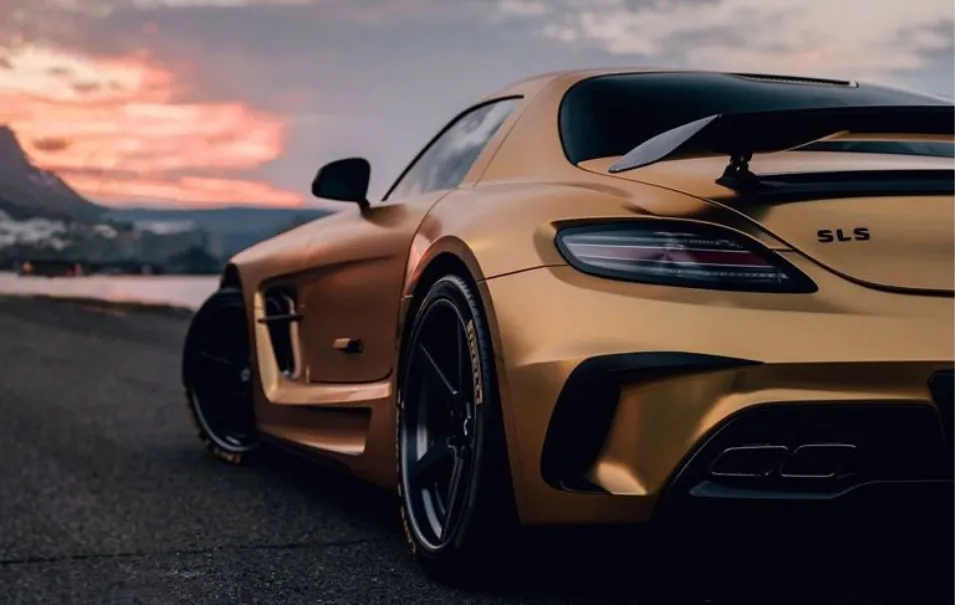 Luxury sports car rear view